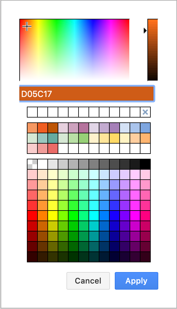 在调色板中的默认预设颜色之前添加自定义当前颜色