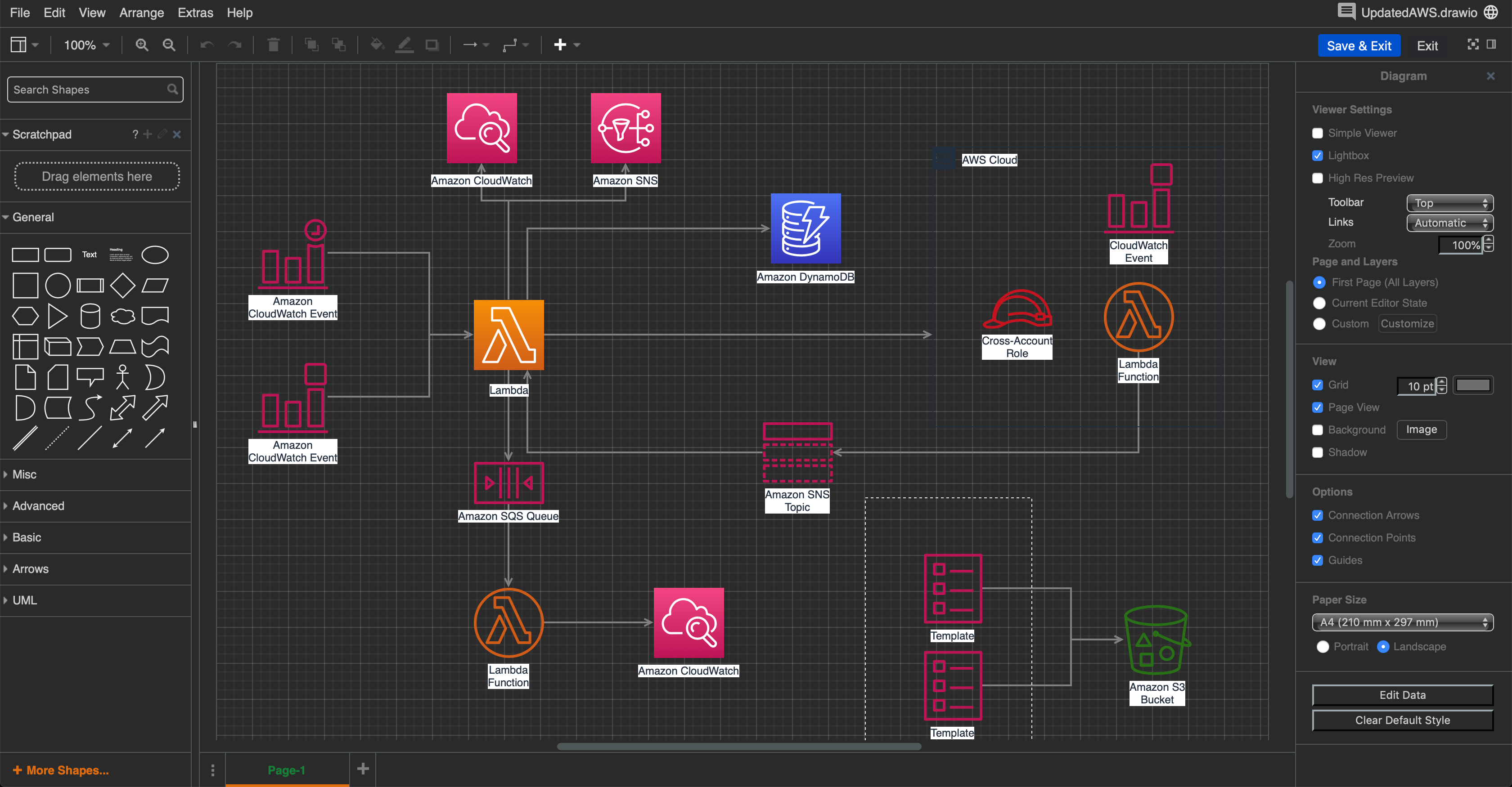 用于 Confluence Cloud 的 draw.io 中的深色主题
