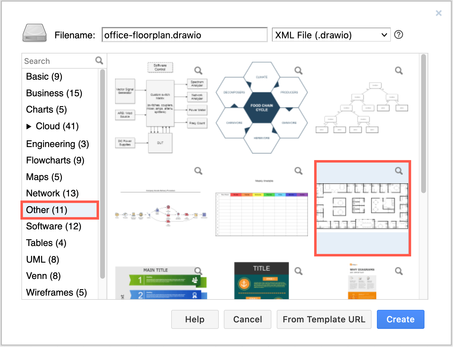 从 diagrams.net 中的办公室平面图模板开始