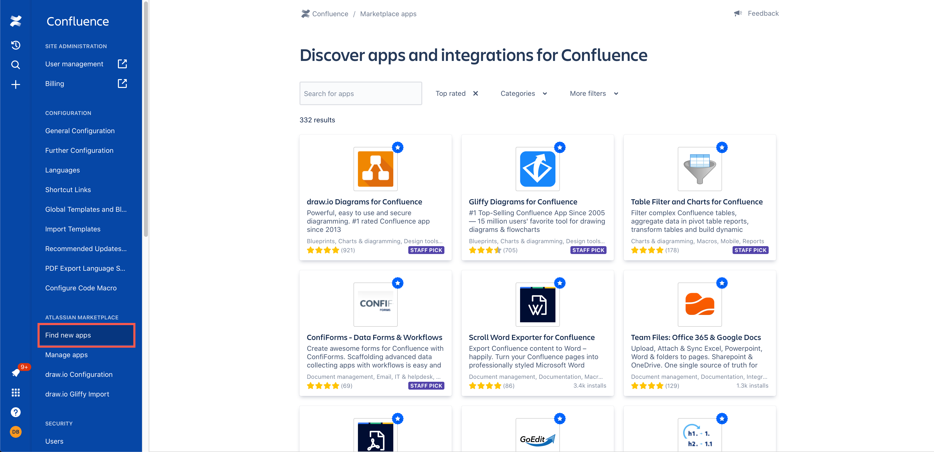 通过设置为您的 Confluence Cloud 实例查找新应用