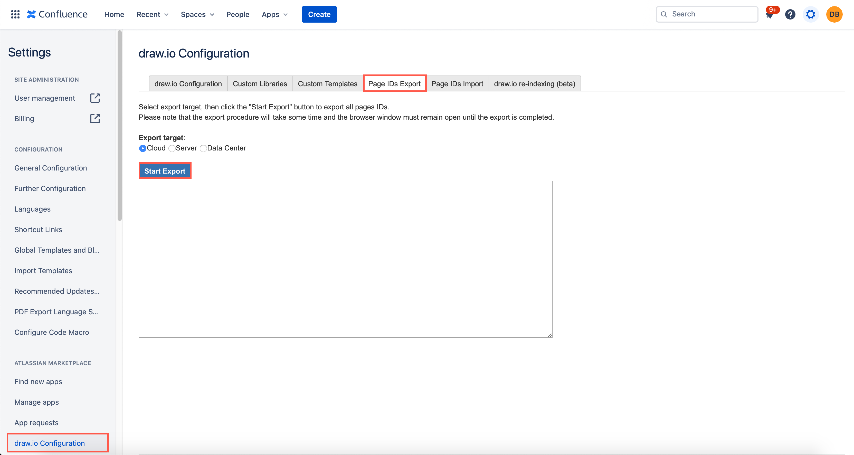 要确保图表中的链接继续有效，请从 Confluence 导出页面 ID 以正确迁移