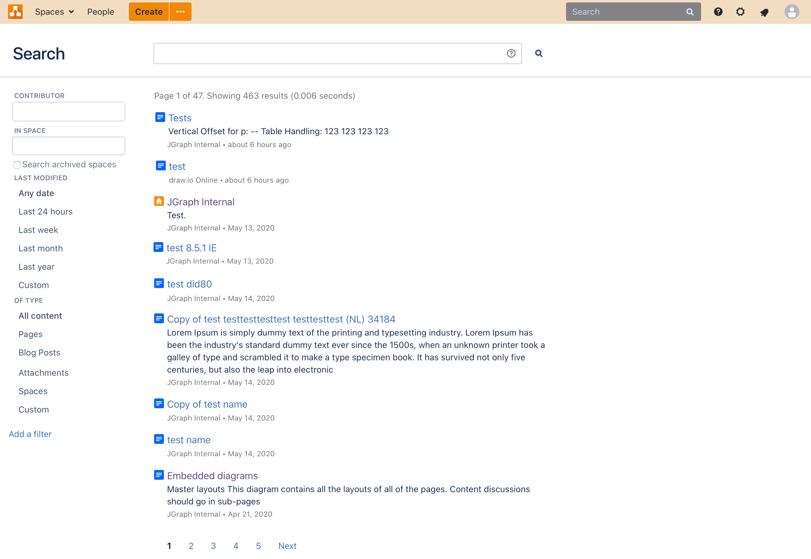 Confluence Server 实例中的 draw.io 图表列表