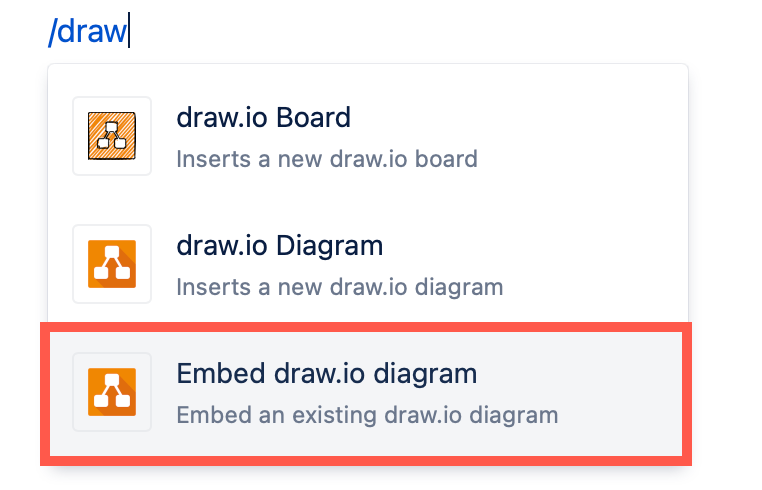 将 _Embed draw.io diagram_ 宏添加到 Confluence Cloud 页面