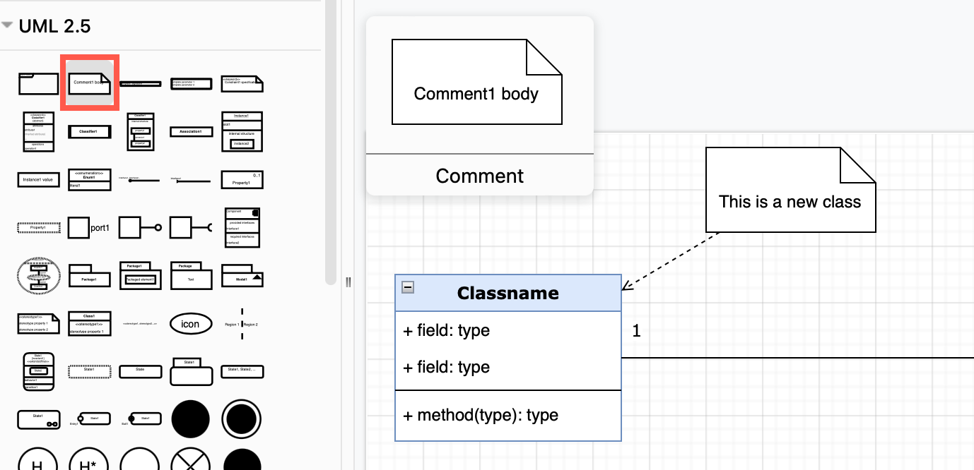 在 diagrams.net 中添加来自 UML 2.5 形状库的注释和约束