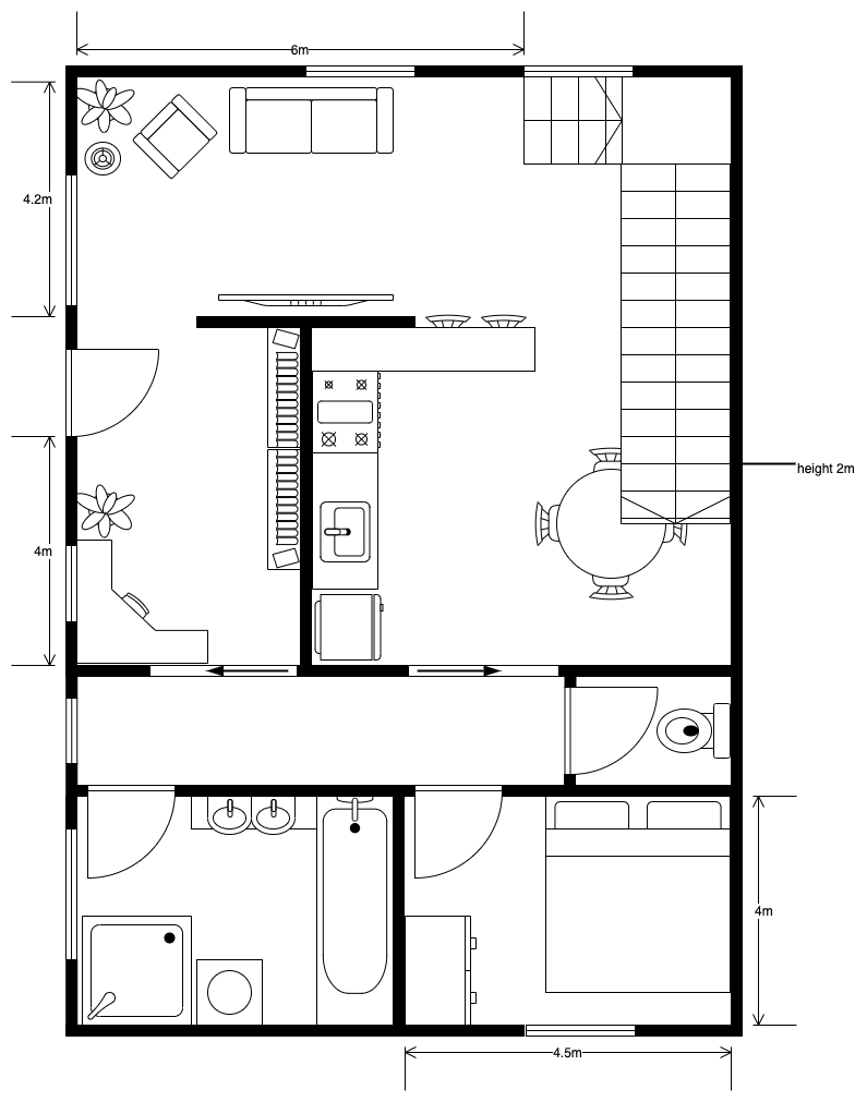 在 diagrams.net 中创建的底层公寓平面图